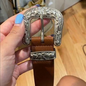 Brown and silver belt